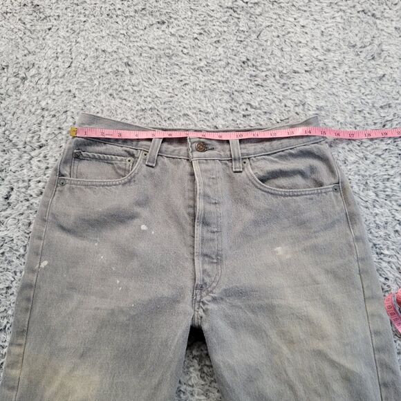 Vintage Levis 501 Jeans Men 33x34 Gray Button Fly Distressed Made In USA 90s - Picture 7 of 11